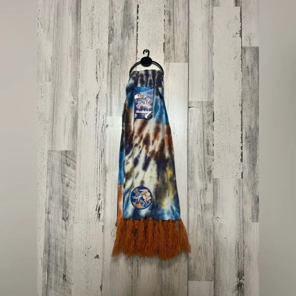 Looney Tunes Tie-Dye Scarf With Fringe Bugs Bunny & Lola Bunny Patch Space Jam S